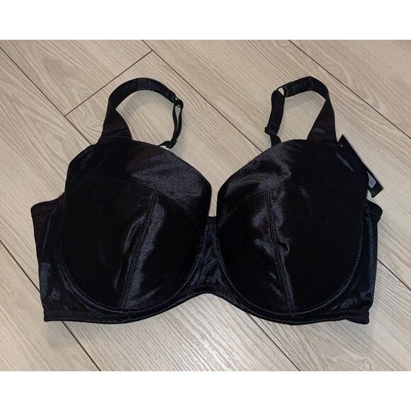 Frederick's of Hollywood Va Va Voom Satin Bra Padded UW Womens 40F Black New Nwt - Picture 2 of 6